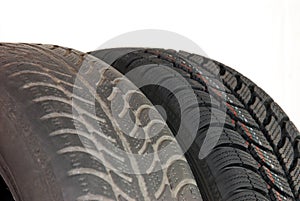 Old and new winter car tires