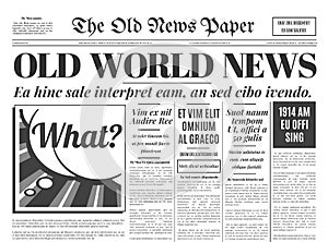 Old newspaper design vector template.