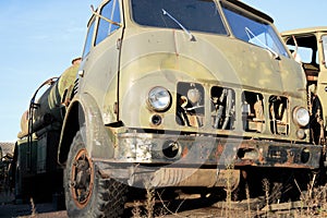 an old non-working gasoline truck from the times of the USSR