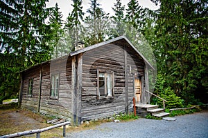 Old Nordic house in the Skansen museum on the island of DjurgÃ¥rden in Stockholm,