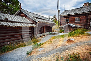 Old Nordic house in the Skansen museum on the island of DjurgÃ¥rden in Stockholm,