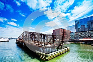 Old Northern Ave Bridge over fort point in Boston