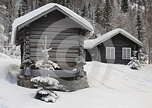 Old norwegian cabin and storage house `stabbur`