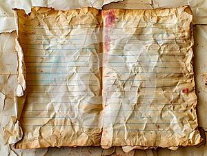 An old notebook with a torn cover