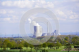 Old nuclear power plant in Uentrop with the surrounding nature.