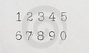 Old numbers by typewriter. Vintage font