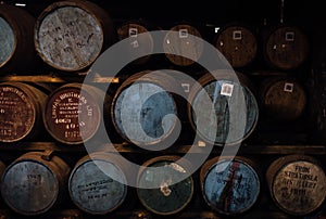 Old Oak Barrels full of good whiskey from various distilleries