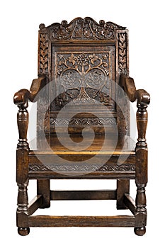 Old oak carved arm chair