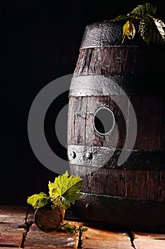 Old oak wine barrel