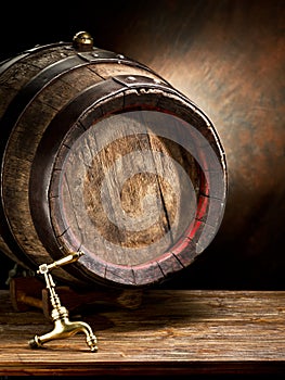 Old oak wine barrel.