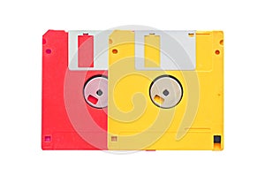 Old obsolete colored floppy disks