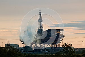 An old offshore oil rig being dismantled in Teesside photo