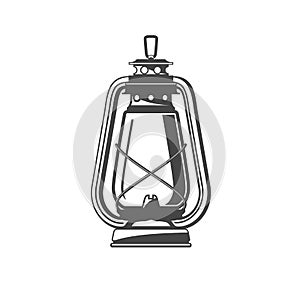 Old oil lamp kerosene camping lantern silhouette oil lamp icon