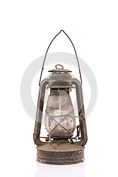 Old oil lamp, vintage lantern, old rusty kerosene lamp