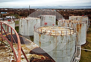 Old oil storage tanks