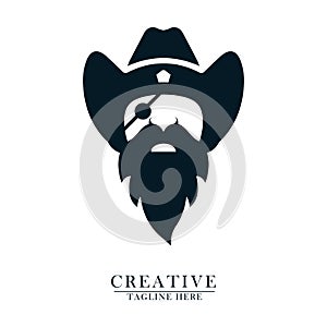 old one-eyed cowboy icon logo simple and elegant