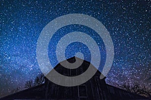 Old Ontario Barn and the milky way and night stars