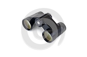 Old opera black binoculars, isolated on white