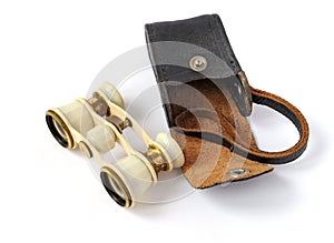 Old opera glasses with a handbag