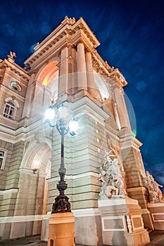 Old Opera Theatre Building in Odessa Ukraine night