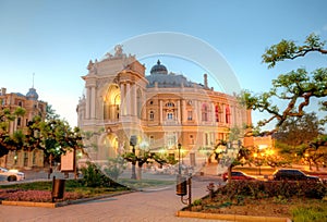 Old Opera Theatre Building in Odessa Ukraine night