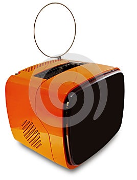 Old orange 80's TV - View 1