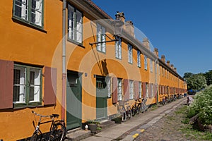 Old charming row houses in Copenhagen, Denmark