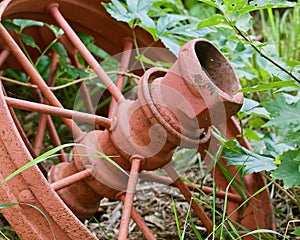 Old orange farm machinery