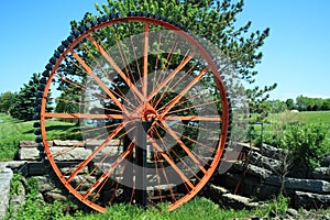 Old Orange Water Wheel