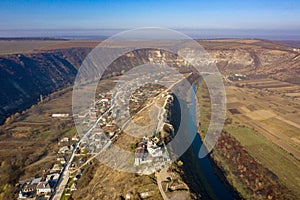 The Old Orhey valley with the moldavian traditional village and orthodox monastery