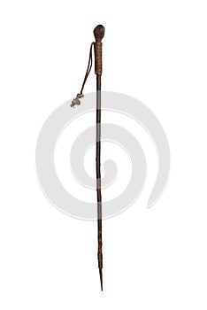 old original wooden and steel walking stick