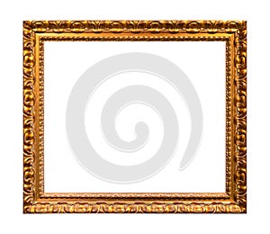 Old ornamental golden wood picture frame cutout