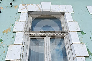 Old, ornamented window close up shot