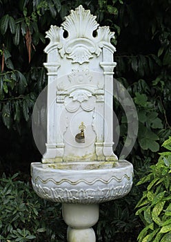 Old, ornate, embossed marble, ottoman fountain