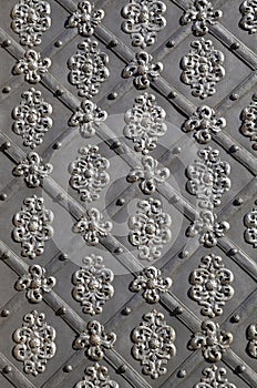 Old ornate metal door background