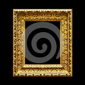 Old ornate wooden frame isolated on black