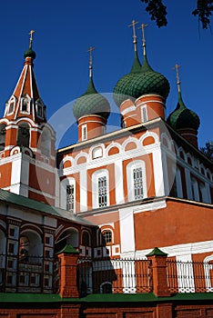 Old orthodox church in historical city center of Yaroslavl, Russia.