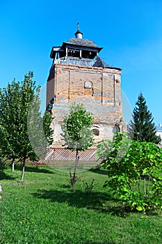 Old orthodox church tower on a summer day