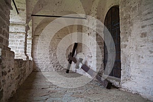 The old Orthodox cross lies on the vault of the temple