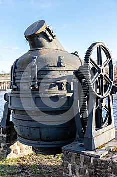 Old outdated bessemer converter used at an old steel mill in Sweden