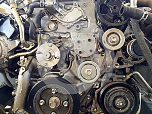 An old outdated engine, a closeup shot, engine car broken