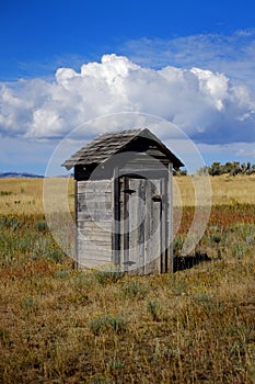 Old Outhouse in Ghost Town Countryside Abandoned Historical Area