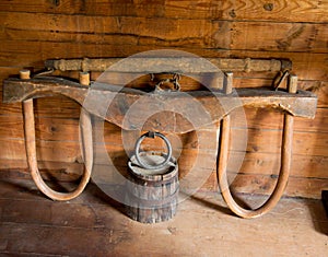 Old oxen yoke in barn