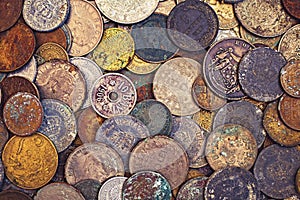 Old oxidised coins photo