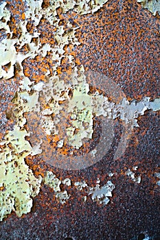 Old Oxidizing Rusty Metal Peeling Paint Texture Background