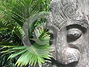 Old pacific islands wood curving totem sculpture