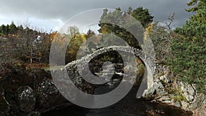 The old packhorse bridge in Carrbridge in the Cairngorms National Park is the oldest stone bridge in the Highlands of Sco