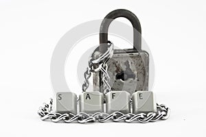 Safe spelled, chain and padlock photo