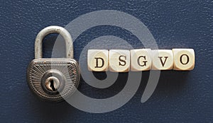 Old padlock with the letters DSGVO
