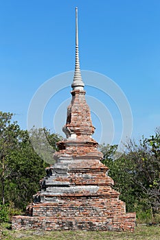 Old Pagoda of Buddhism on big hill in Ko Si Chang Island Chonburi province.